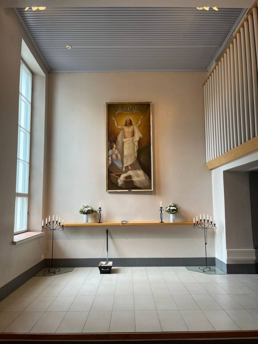 Siunauskappelin alttarimaalaus: Jeesus.