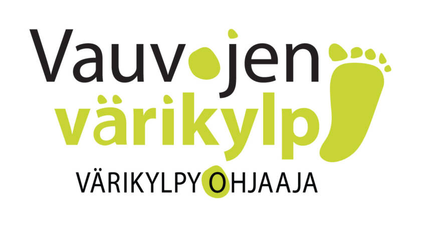 Värikylpyohjaajan virallinen logo jossa tekstinä vauvojen värikylpy ohjaaja ja kuvana varpaat.