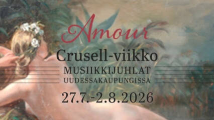 Amour Crusell-viikko Uudessakaupungissa 27.7.-2.8.2026, taustalla naishahmo Eklundin maalauksesta